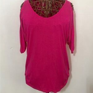 Unk Women’s Hot Pink Scoop Neck Long Sleeve Top